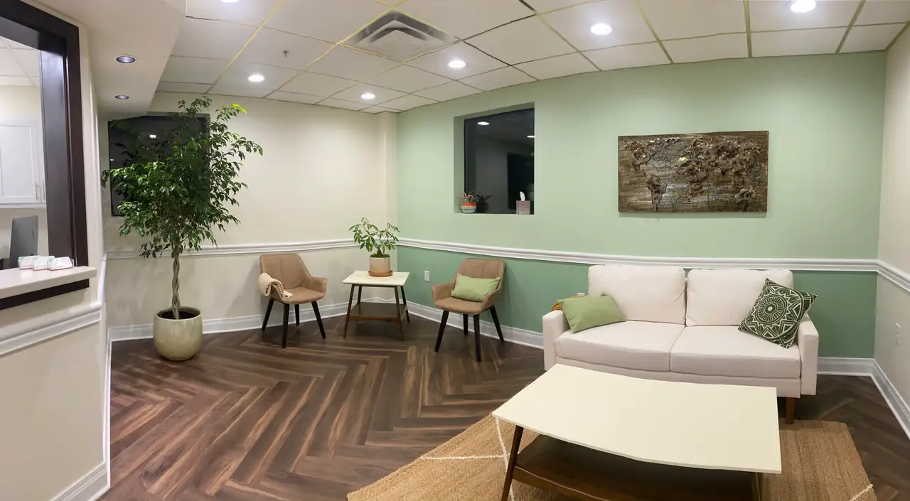 The waiting room at Charette Prosthodontics in Louisville, Kentucky.